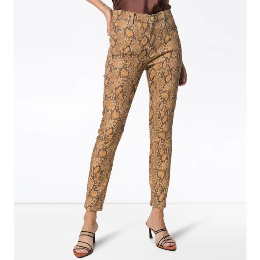 Frame Le High Skinny Crop Coated‎ Python Jeans - Picture 2 of 12